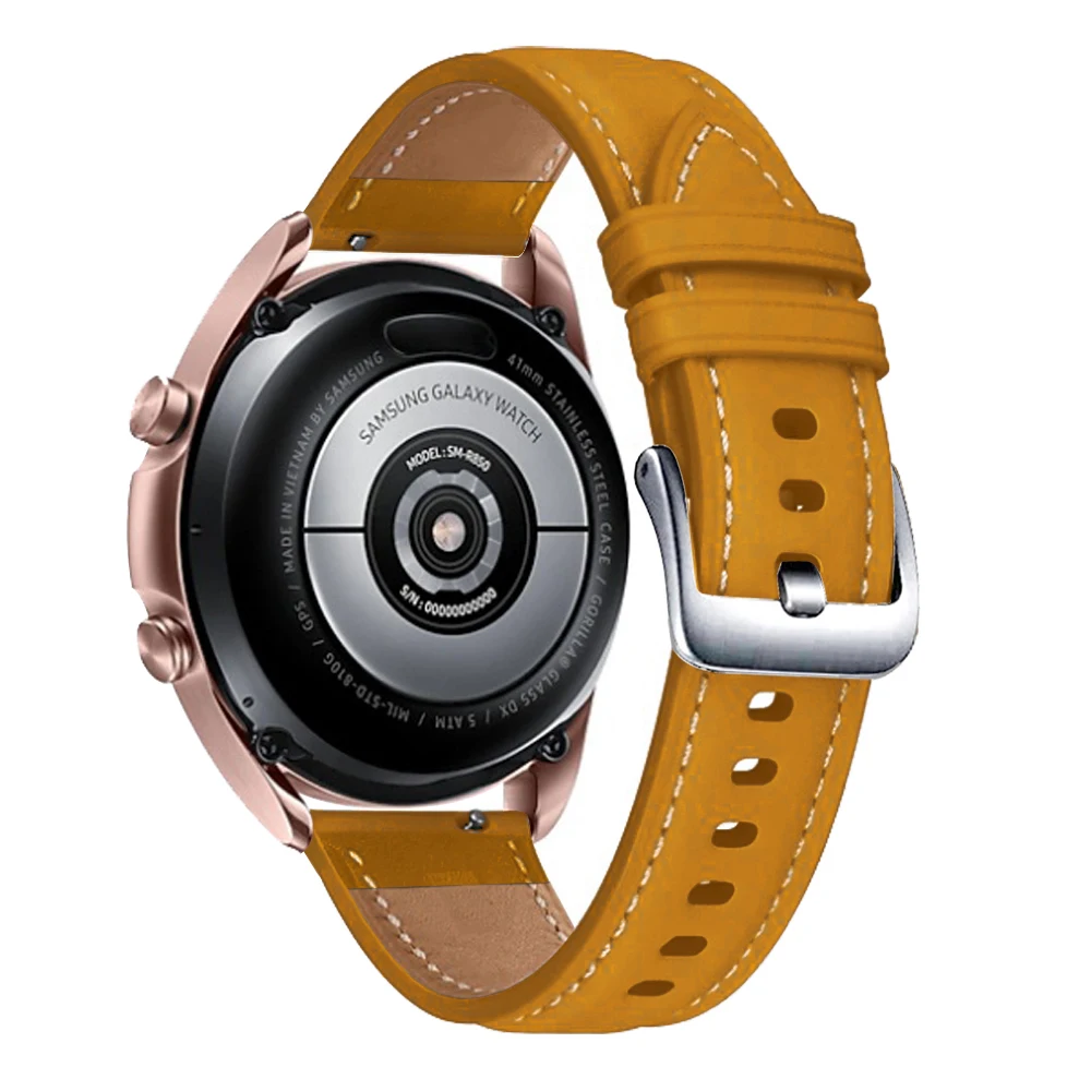 22MM Leather Straps For Samsung Galaxy Watch 3 45mm Bracelet Smart Watchband For Huawei Watch GT2 GT3 46mm Amazfit GTR 2 2e 3