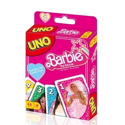 Mattel Games UNO Pink Barbie DollCard Game for Family Night z grafiką telewizyjną i specjalną zasadą dla graczy 2-10