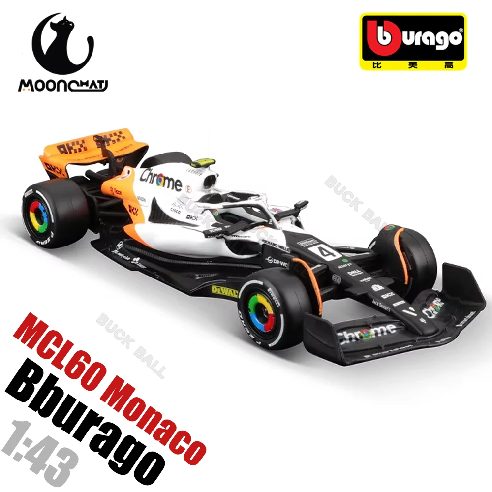 Bburago 1:43 MCL60 Monaco MCL60 Singapore Grand Prix Mclaren 4# Lando Norris 81# Oscar Piastri Alloy Miniature Diecast Model Toy