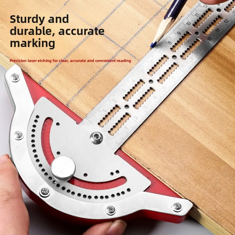 

Многофункциональный высокоточный угломер-чертилка — утолщенная линейка из нержавеющей стали для деревообработки (прочная и точная)