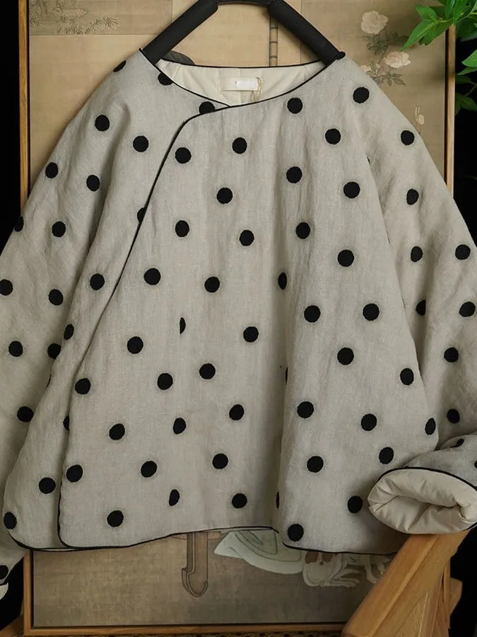 

Large Size Women's Cotton Jaet Korean Sle round Ne Asymmetrical Slit Artistic Casual Loose Fit Winter Coat