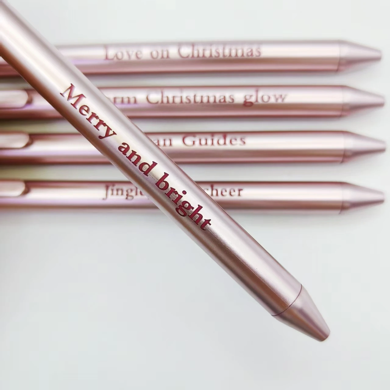 

12pcs Christmas Day phrase lettering ballpoint pen rose gold series holiday gift pen stationery office writing pen
