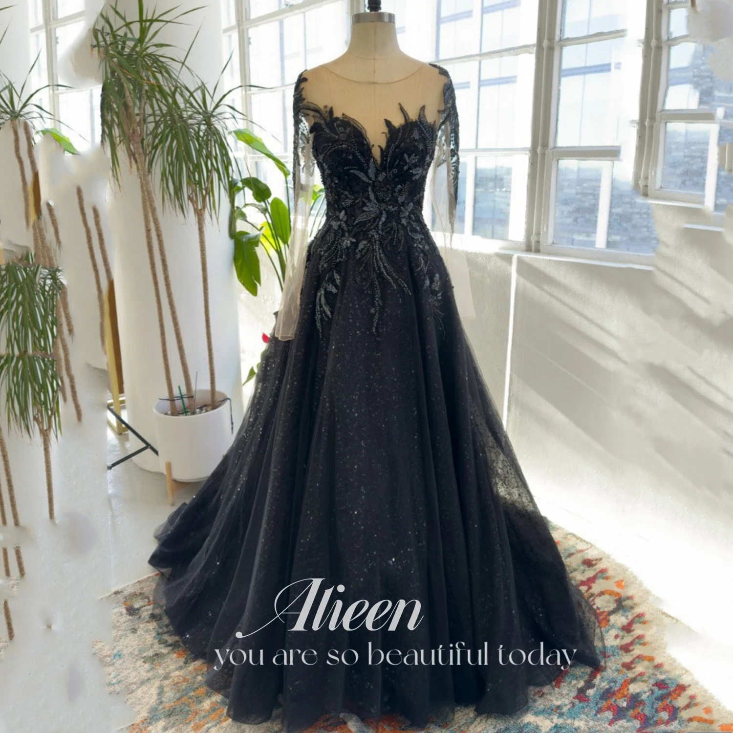 

Aileen Elegant Gowns Black Elegant Evening Dresses for Women Luxury Woman Party Dress Es Sexy Line A Prom Dresses 2023 Fluffy