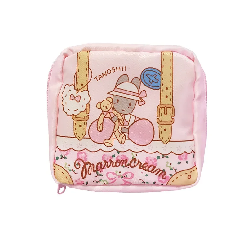 Marron Cream Rabbit Storage Bag Cute Pink Sanitary Napkin Square Organizer Bag Travel Makeup Pouch Cosmetic Bags Beauty Case