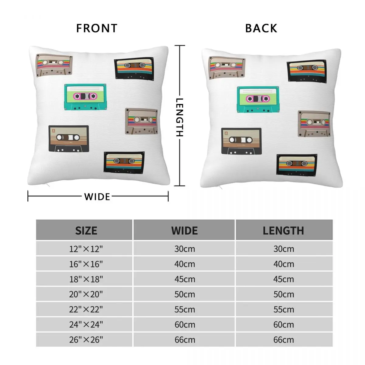 Retro Cassette Tape Pillowcase Polyester Linen Velvet Creative Zip Decorative Pillow Case Car Cushion Cover 45x45
