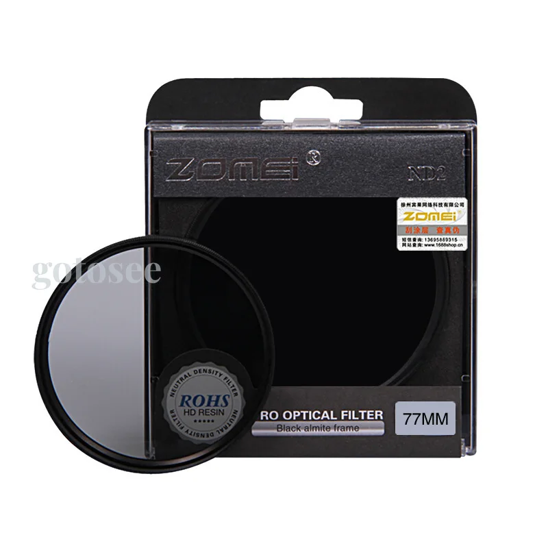 

ZoMei Neutral Density ND2 52mm 55mm 58mm 62mm 67mm 72mm 77mm ND Lens Filter for Canon Nikon Olympus Variable Camera Filters