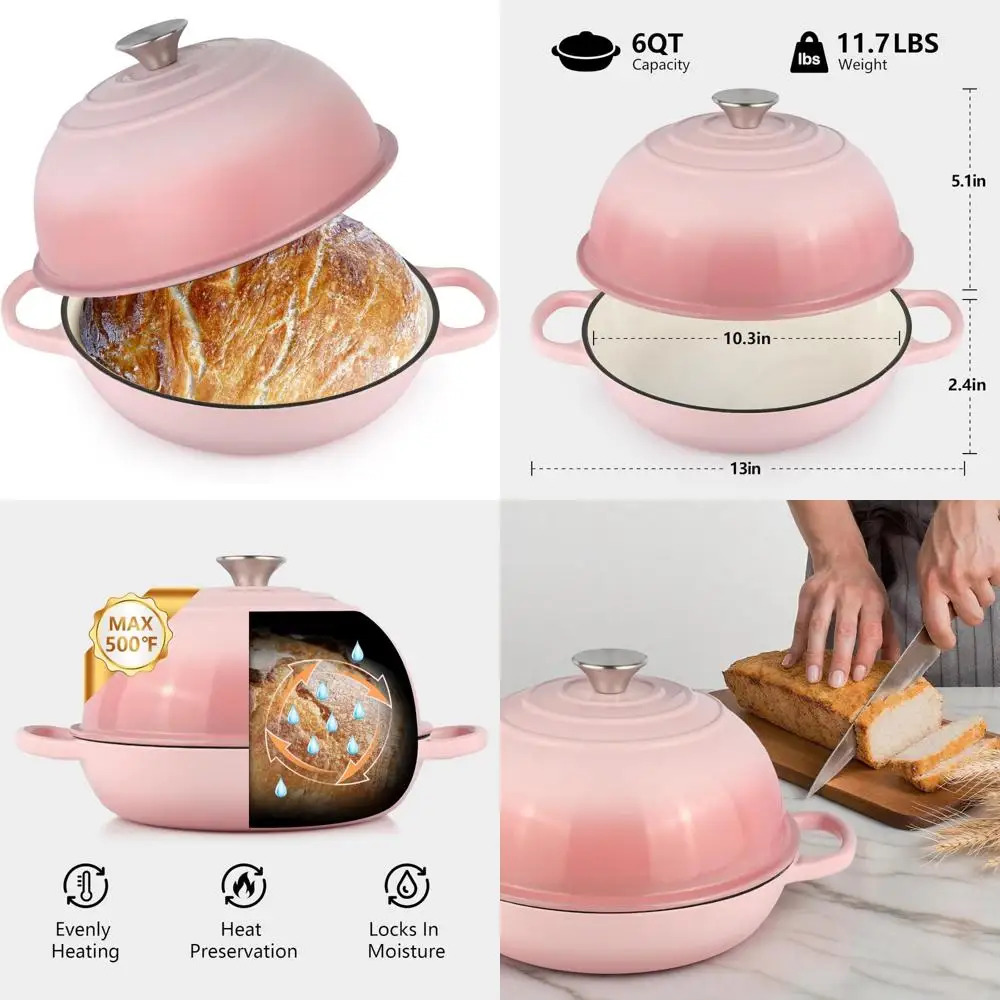 

Эмалированная чугунная голландская духовка, 6 литров, идеально подходит для запекания хлеба, жарения, тушения, супов, антипригарного интерьера, идеально подходит для дома