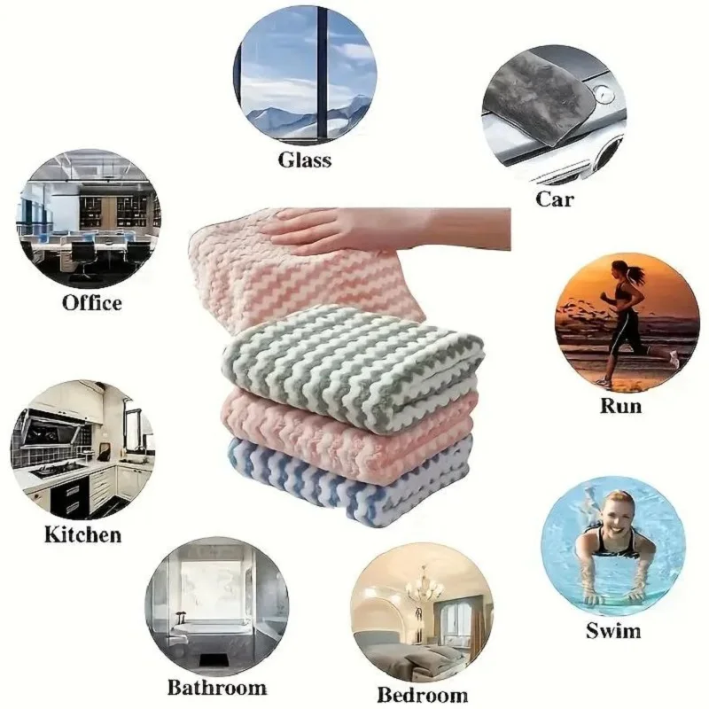 Mikrofaser-Reinigungstuch, samtverdickte Geschirrtücher, hochsaugfähig, zum Scheuern, für die Küche, zum Waschen von Geschirr, zum Abwischen von Handtüchern für den Haushalt – Detail 5