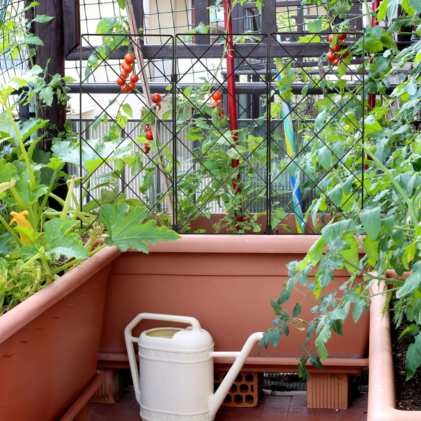 

Садовая решетка, поддержка 1,96 фута X 1,73 фута, складная железная рама для восхождения растений для овощей, лоз, помидоров, огурцов, горьков