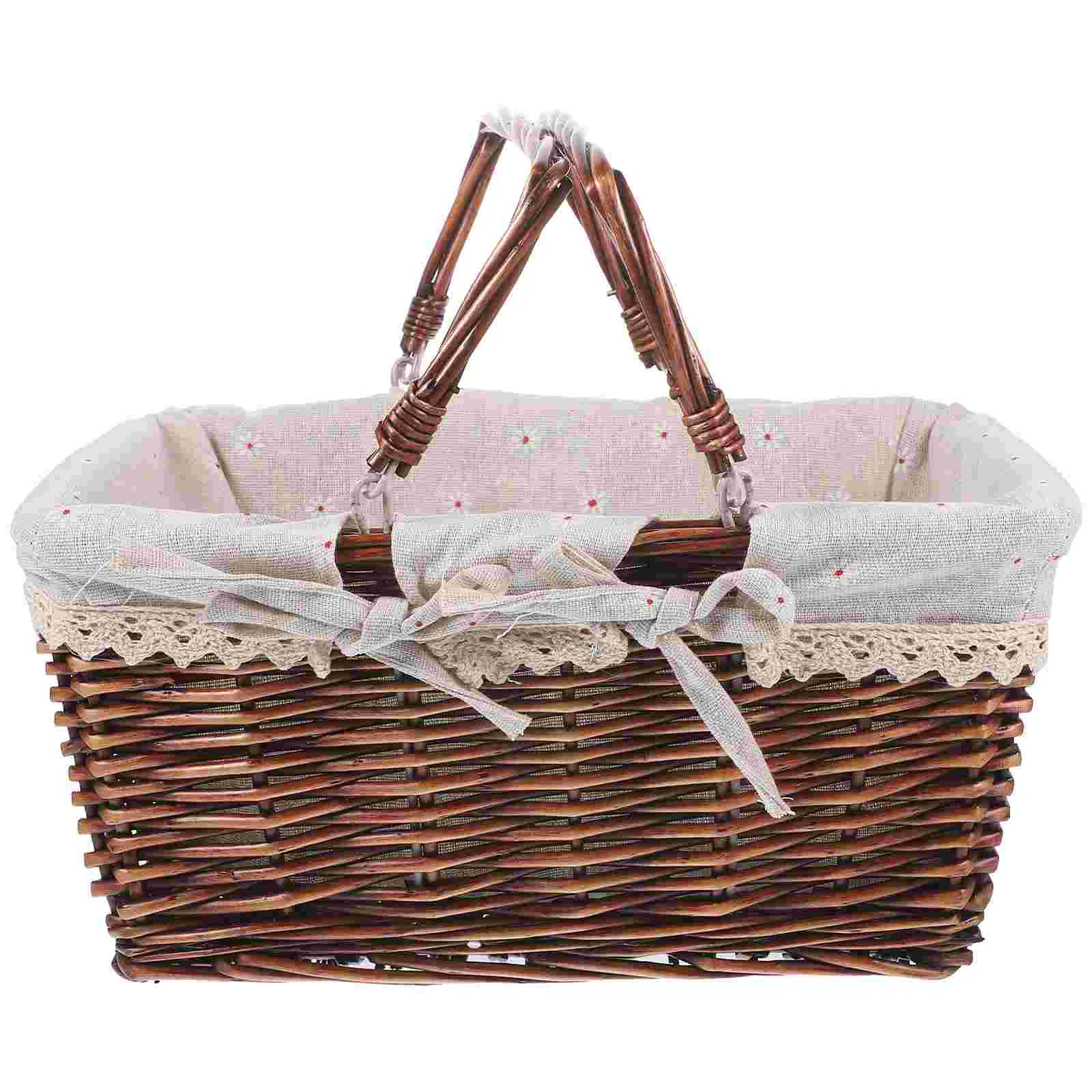 

Picnic Basket Rattan Snacks Serving Woven Storage Bread Sundries Hand-woven Shopping Vegetable