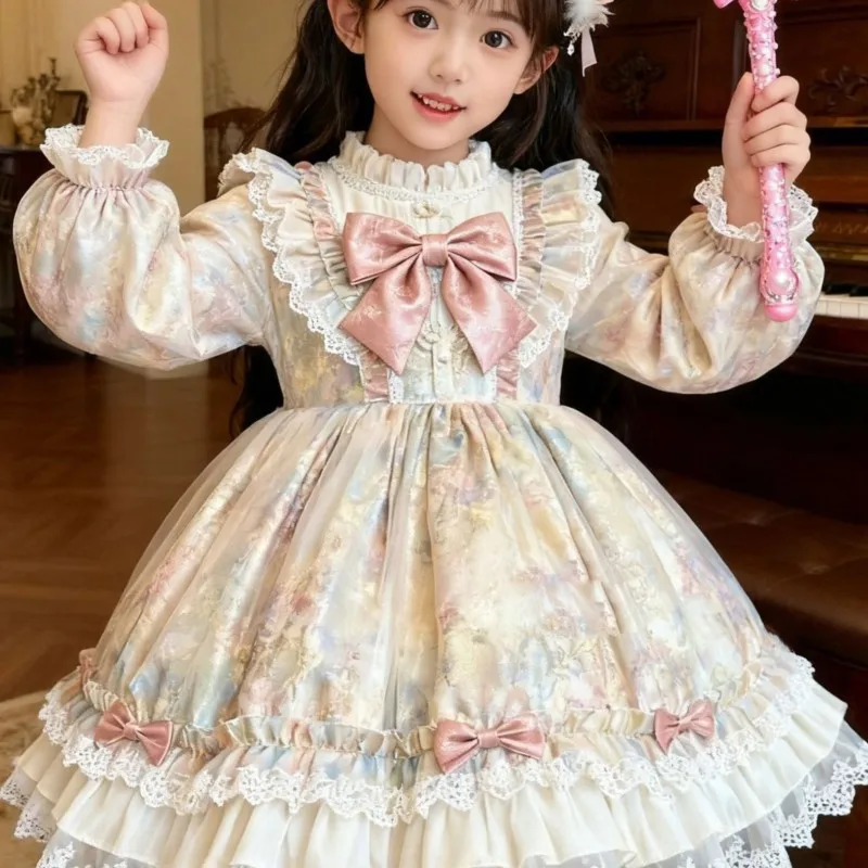 فستان الأميرة الكرتوني اللطيف للأطفال لعام 2026 فستان لوليتا عتيق منتفخ جديد للفتيات بأكمام طويلة فستان لوليتا LI840 #6