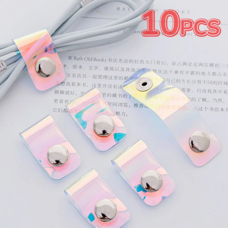 1/10PCS Transparent Laser Cable Organizer Clips Earphone Cable Winder Protector Data Line Holder Buckles Cables Management