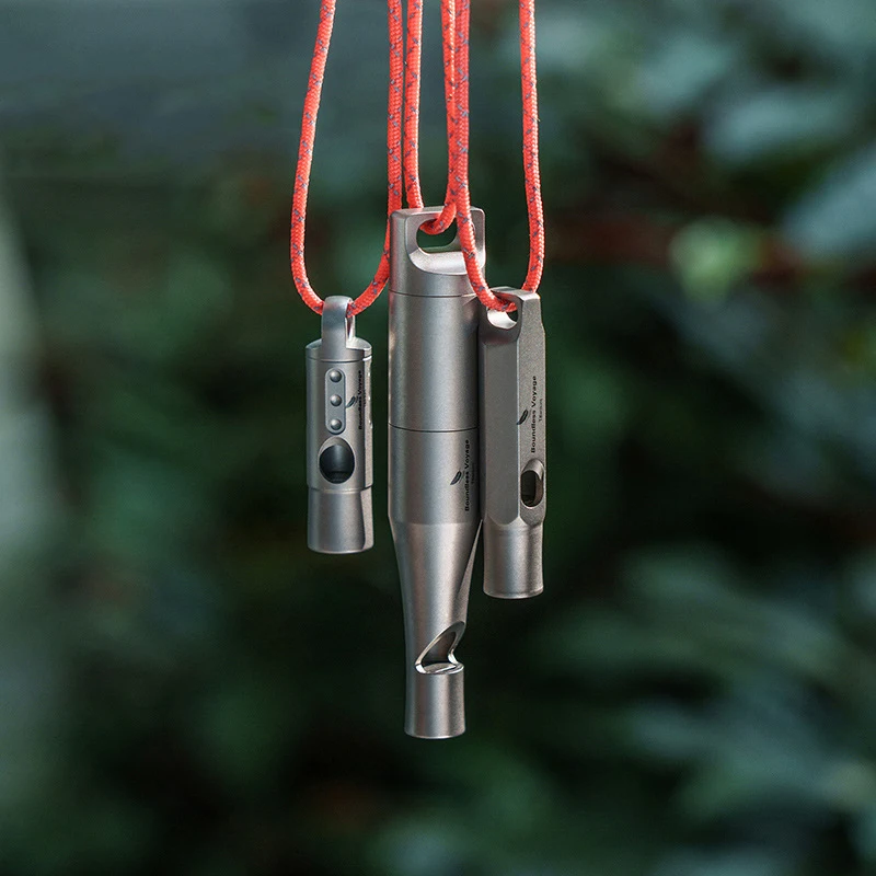 Titanium Emergency Survival Gear Signal Whistle With Lanyard Loud Whistle Outdoor Camping Hiking Coaches Training Tools