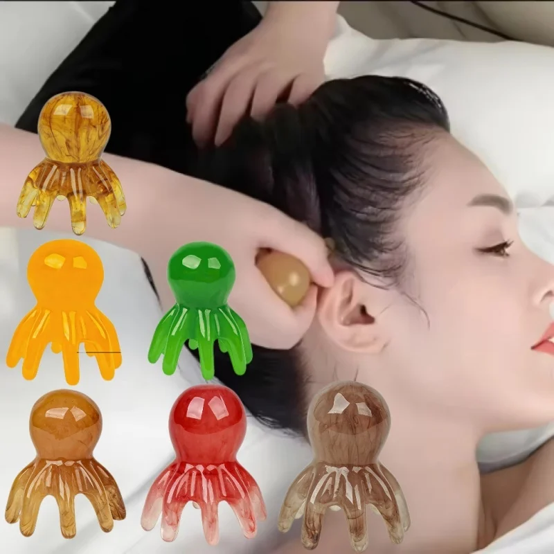 1/3/5pcs mix Resin Octopus Comb Cute Head Massager Hair Care Meridian Scraping Scalp Massage Acupuncture SPA Gua Sha