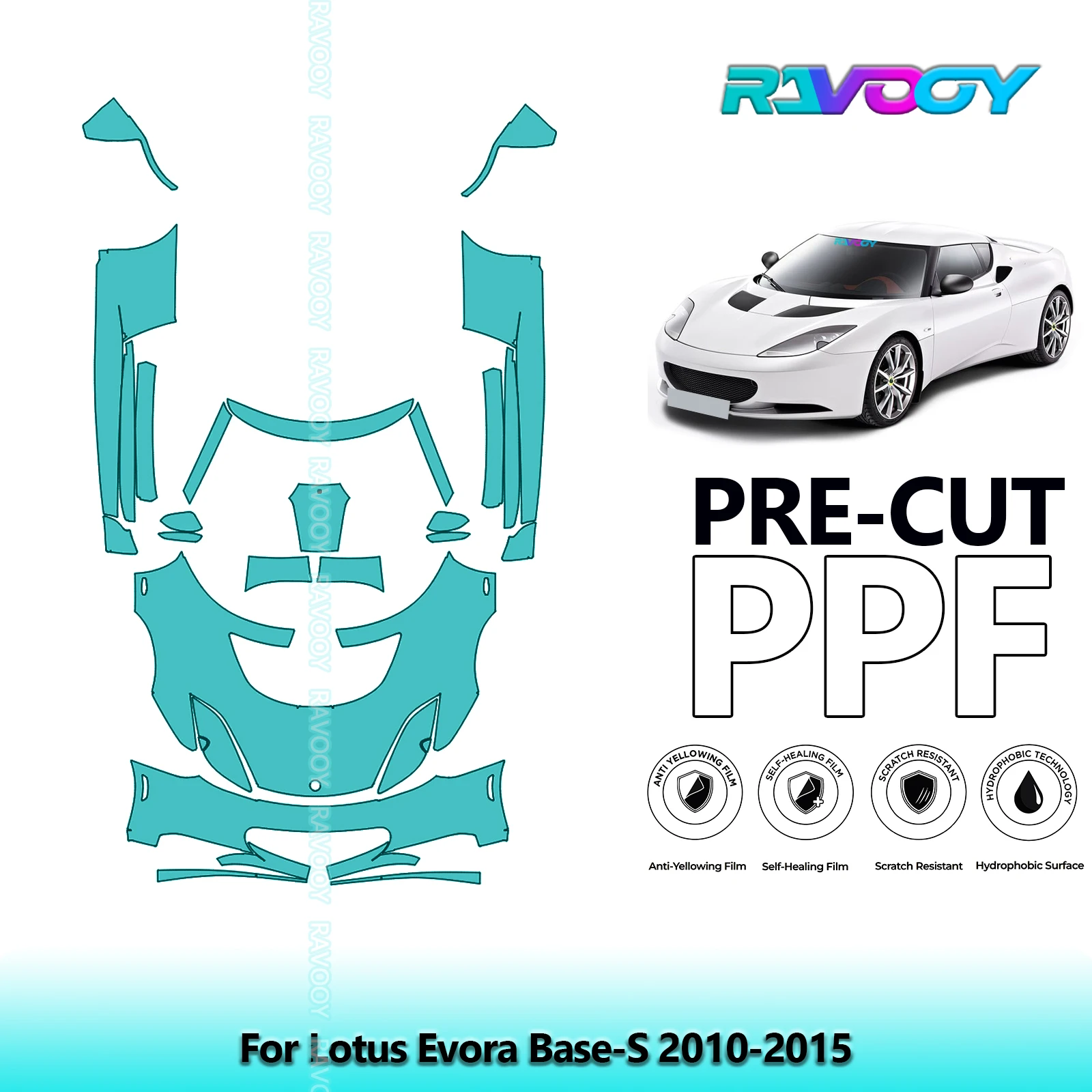 

8.5Mil Precut Paint Protection Film PPF Clear Bra Front Kit+Rockers For Lotus Evora Base-S 2010-2015