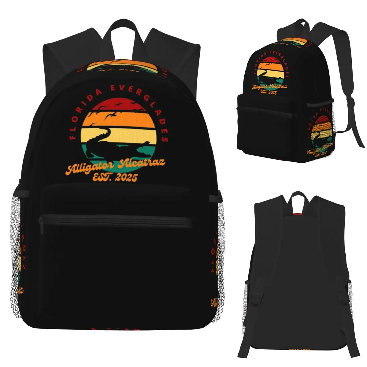 

Alligator Alcatraz Student Backpack School Bag Hiking Travel Daypack for Boys Girls Fashion Bookbag Shoulder Bags