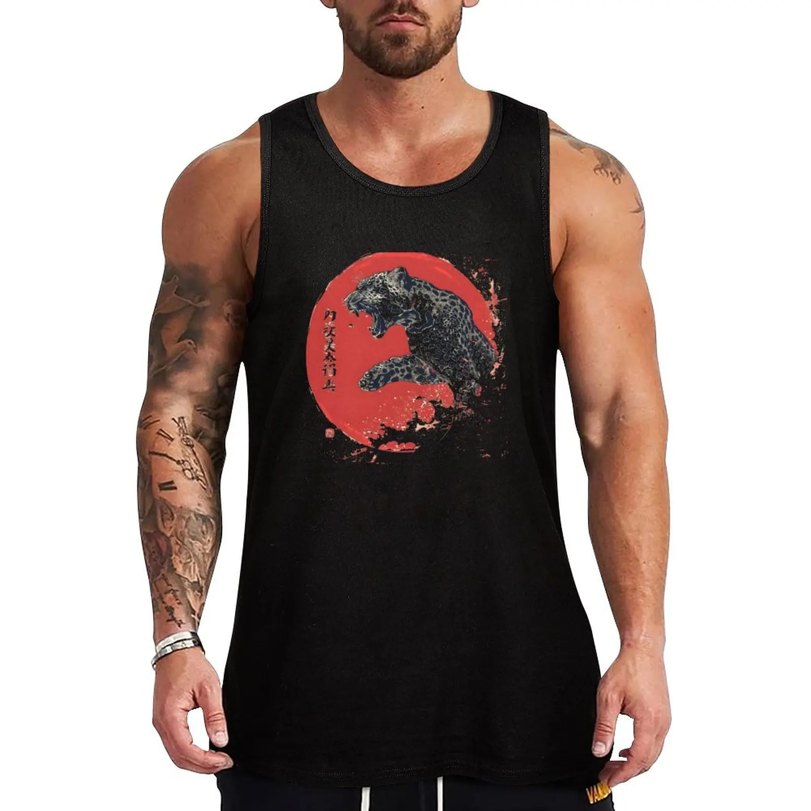 

Japanese Leopard Tank Top Man clothes for gym men gym T-shirt Men's gym sports vest