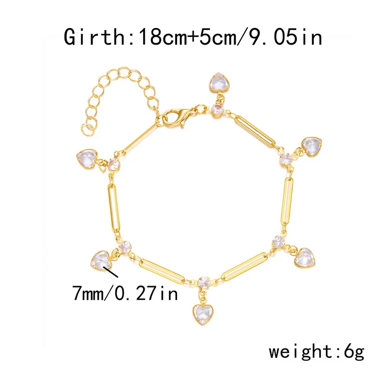 Vintage Gold Farbe Kette Armband für Frauen Elegante Schwarz Zirkon Herz Blume Kirsche Armband Hochzeit Party Mode Schmuck – Detail 5