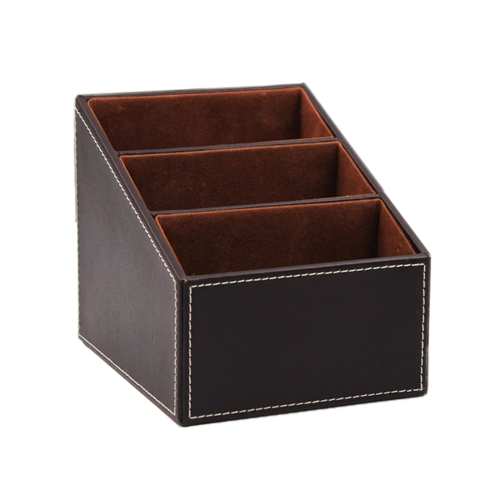 1 pcs PU Leather Remote Control Holder, Leather Remote Control Organizer Storage Box, Desktop Organizer for TV Guide, Mail