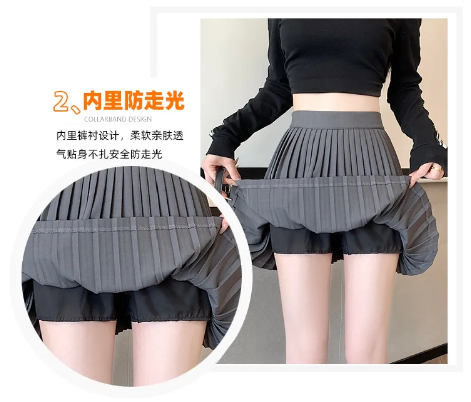 GAODINGLAN Preppy A Line High Waist Women Skirts Summer Slim Fit Sexy Mini Pleated Skirt JK Inner Lining Solid Skirt Versatile