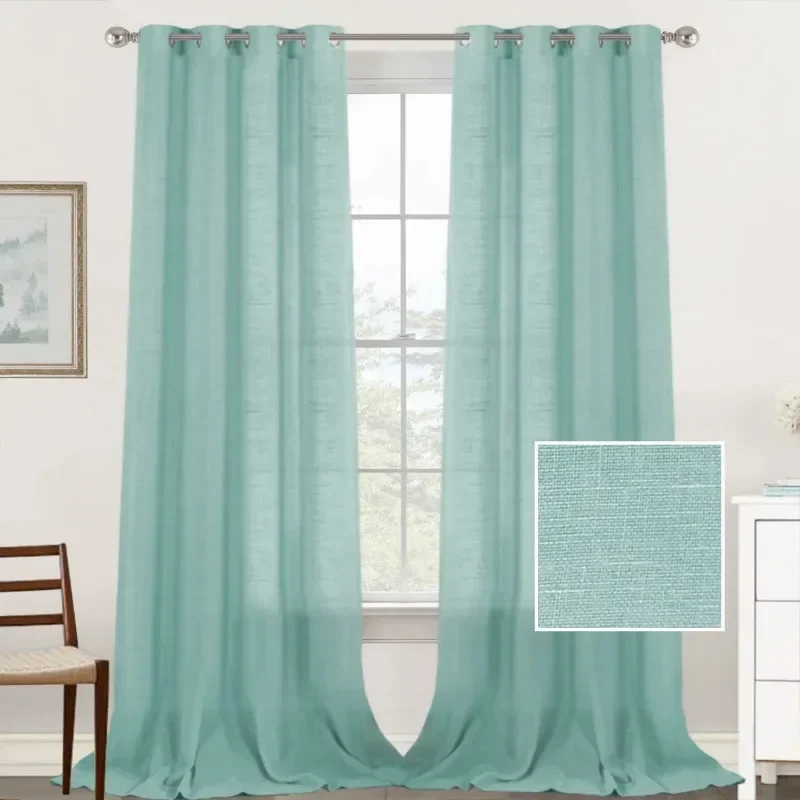Best-selling Linen Window Screen Ring Modern Simple Pure Color Light Transmission Slightly Waterproof Luxury Curtain Custom Size