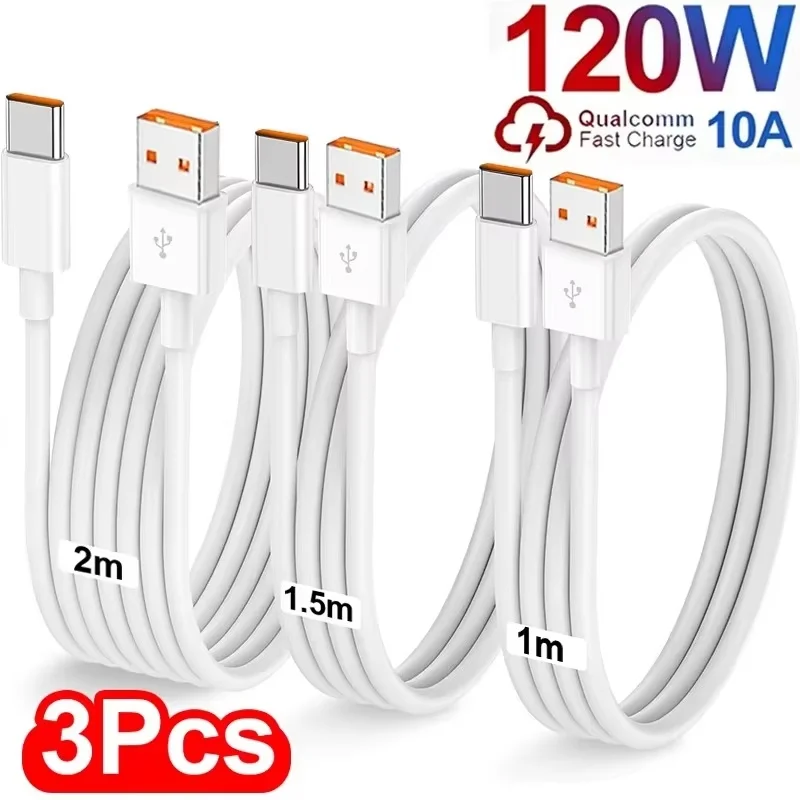 10A USB to Type C Fast Charge Cable High Speed Data Transfer Cord Phone Fast Charge Wire For iPhone Xiaomi Samsung 0.25/1/1.5/2m
