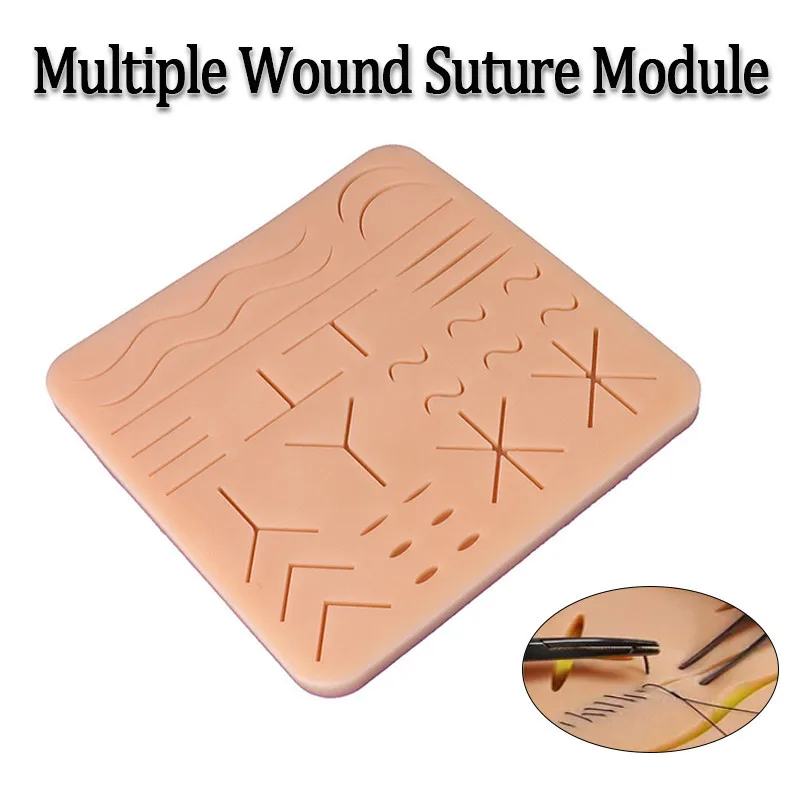 Multiple Wound Module Skin Suture Practice Pad Multiple Wound Silicone Suture Practice Pad for Simulated Practice 20x20CM