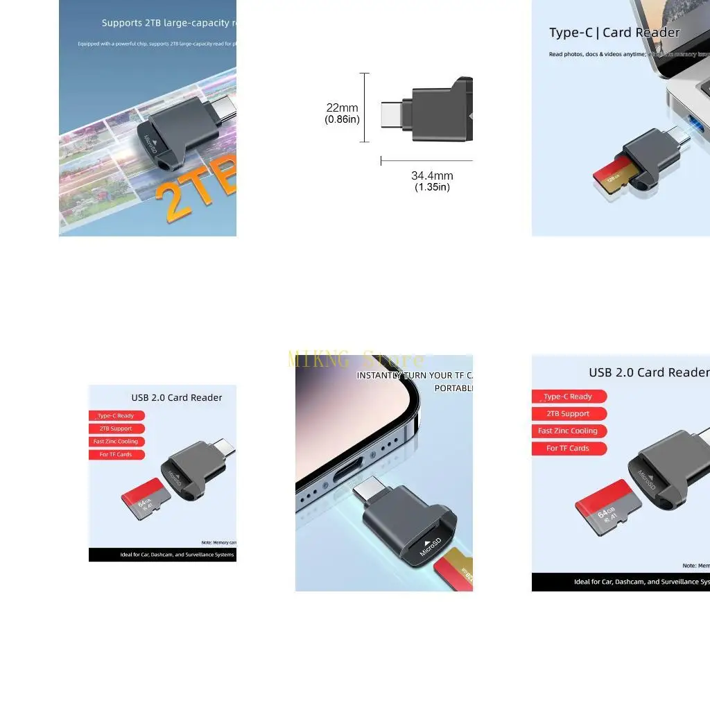 Mini Type C Card Reader, Portable File Transfer Tool for Direct Storage Access, Easy Pocket Carry for Commute, Study and Office