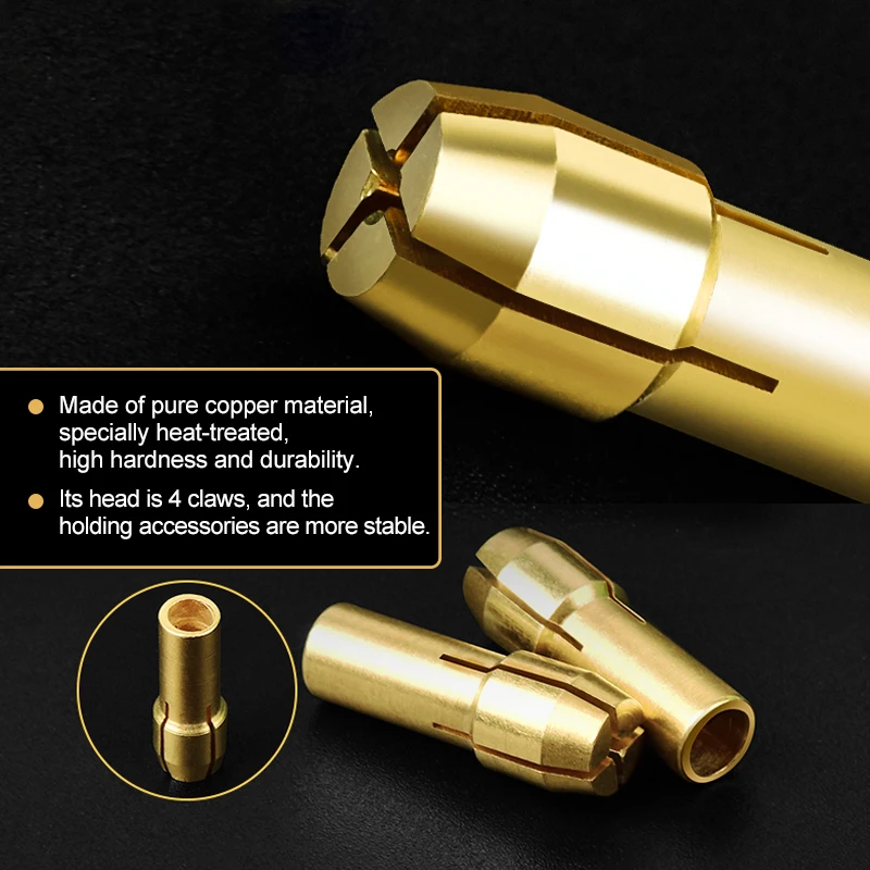 XCAN 10Pcs Mini Brass Drill Chucks Collet Bits 0.5-3.2mm Chuck Adapter 4.3/4.8mm Shank For Dremel Accessories Rotary Tool