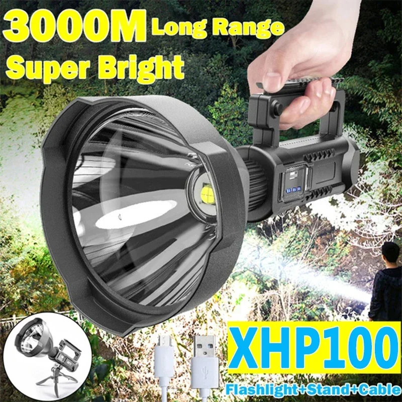 Ultra-high power portable LED flashlight mountable bracket Handheld searchlight USBrechargeable spotlight Waterproof torch light