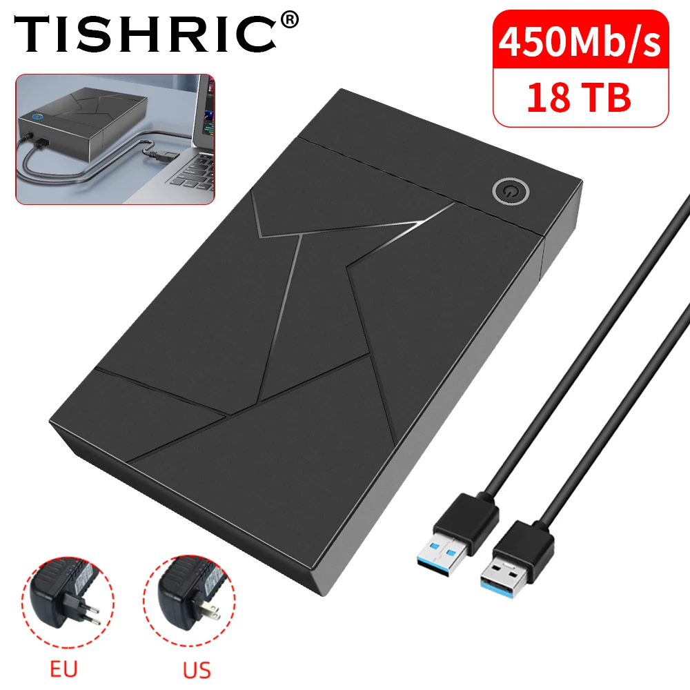 TISHRIC 3.5 인치 USB 3.0 SATA 포트 SATA 하드 드라이브 케이스, SSD 하드 드라이브 인클로저, 외장 솔리드 스테이트 하드 디스크 박스 HDD 케이스 