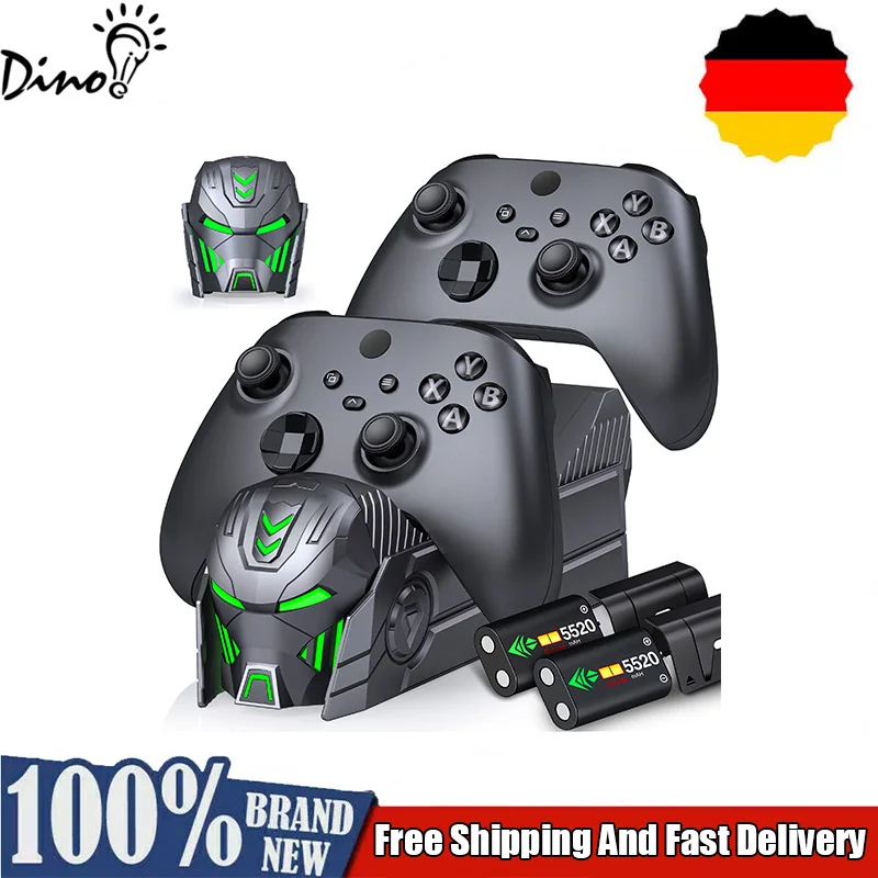 Caricabatterie per Controller XBOX DinoFire A103 con 2 Batterie Ricaricabili da 5520 mWh e 4 Cover per XBOX Serie S/X / XBOX ONE S/X