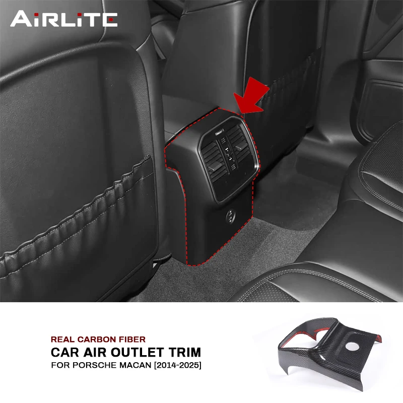 

Real Carbon Fiber For Porsche Macan 2014-2025 Car Rear Air Conditioner Air Vent Outlet Panel Trim Protective Cover Accessories