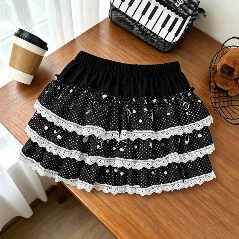 Japanese Sweet Polka Dot Print Women's Skirt Cake High Waist All-match Slim Skirts Ball Gown Korea Chic Ins Cute Faldas