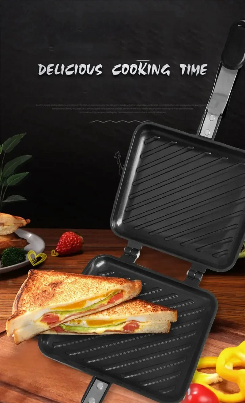 Non-Stick Sandwich Maker Iron Bread Toast Breakfast Machine Waffle Pancake Baking Barbecue Oven Mold Mould Grill Frying Pan