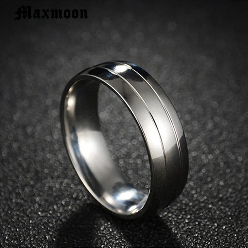 Maxmoon Wedding Rings for Women Men Couple Zirconia Band Stainless Steel Anniversary Engagement Jewelry Alliance Bijoux