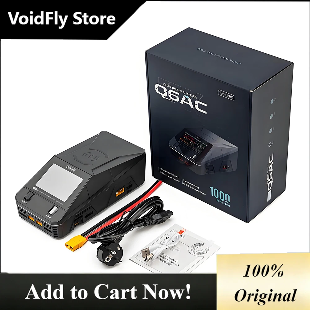 VoidFly ToolkitRC Q6AC AC 400W/ DC 1000W 4CH Independent Charger / 10W Wireless Charger For RC Lipo LiFe NiMH Mobile Charger