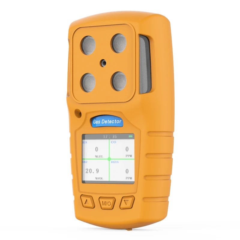 LED Digital Display Rechargeable Multi Gas Detector Yellow Oem and Odm Co2 Detector Portable Multi 4 in 1 1 Years Exib IIB Gb