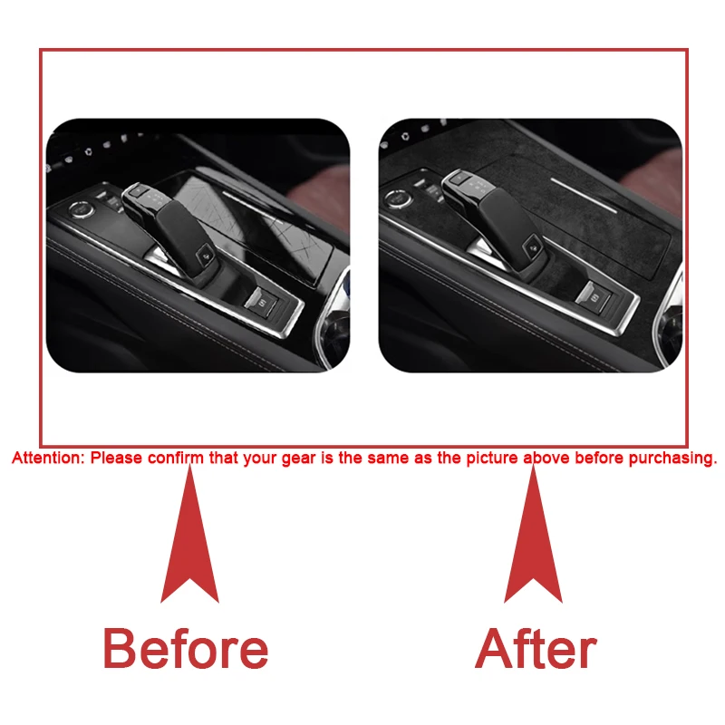 For Peugeot 508 2019-2022 2023 Car Gear Panel Sticker Gear Box Protective Film Suede Black Car Interior Sticker Auto Accessories