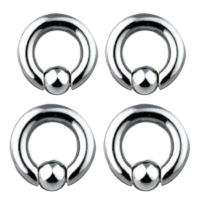 2 Pair Stainless Steel Captive Bead Ear Rings Hoop BCR Studs Piercing Jewelry Steel Color, 4G(5Mm)X16mm & 2G(6Mm)X16mm