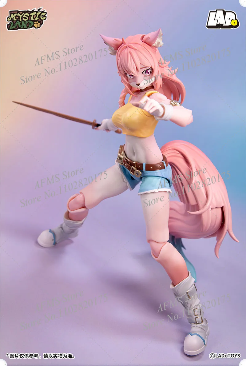 Ladotoys 1/12 escala figura colecionável liya alopex bonito rosa doce raposa elf reparador menina 6 Polegada modelo de figura de ação