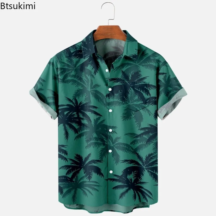 3D Printed Shirts for Men Casual Fashion Summer Short Sleeve Hawaiian Beach Shirts Personality Men Clothing Lapel Button Blouses