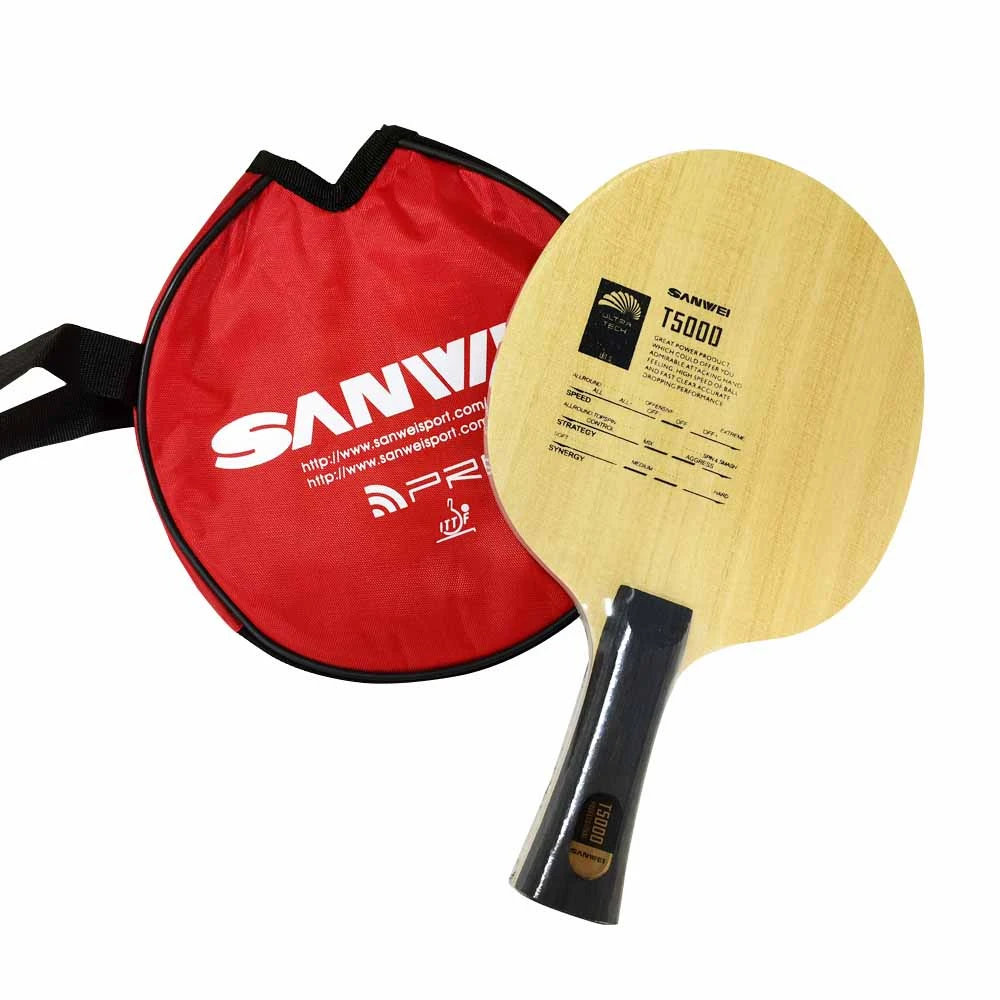 Original SANWEI T5000 Table Tennis Blade 5 Wood 2 Carbon Entry Intermediate Ping Pong Blade with RXTON Rubbers Compound Racket