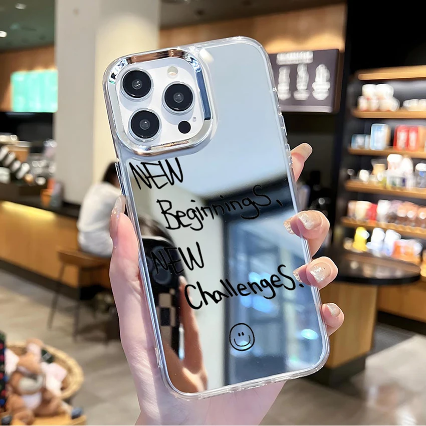 

Makeup Mirror Phone Case For Iphone 17 16 15 14 13 Pro 12 11 Max Plus 16Pro Acrylic Phone Case Electroplating Hard 15Pro Cover