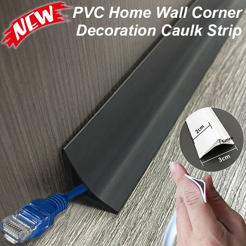 Tira de calafetagem para decoração de canto de parede, tira decorativa de canto superior do teto pode esconder cabo de rede, fita à prova d'água, linha de rodapé