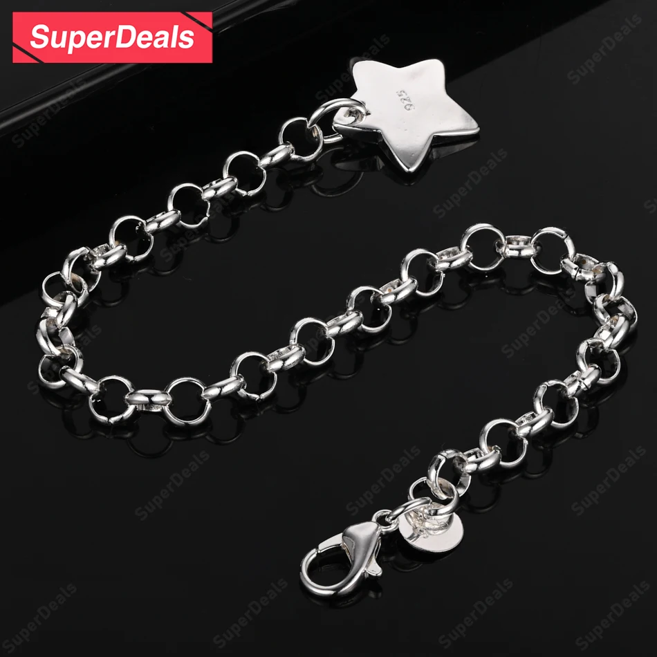 

SuperDeals Star Hand Chain 925 Sterling Silver Bracelet For Women Charm Wedding Party Anniversary Gift Beautiful Jewelry