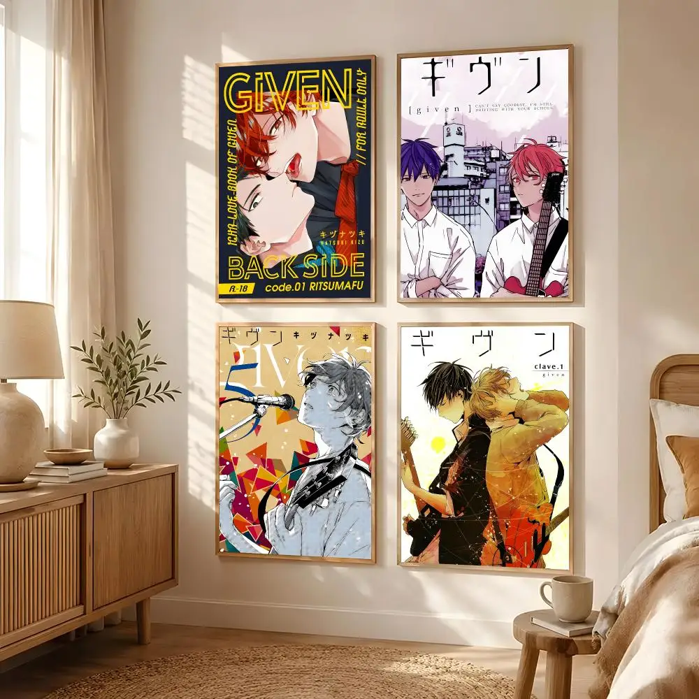 Manga Given Poster Poster Self-adhesive Art Waterproof Paper Sticker Coffee House Bar Room Wall Decor