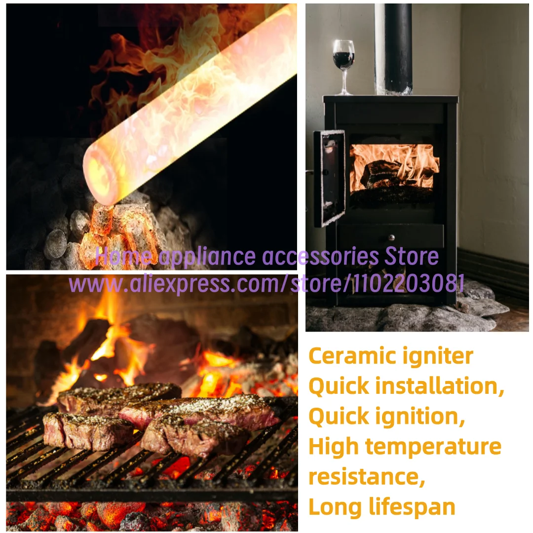 Ceramic Igniter 220V 300W ignites particles within 30 seconds heats barbecue stove, resistant to dry burning long service life