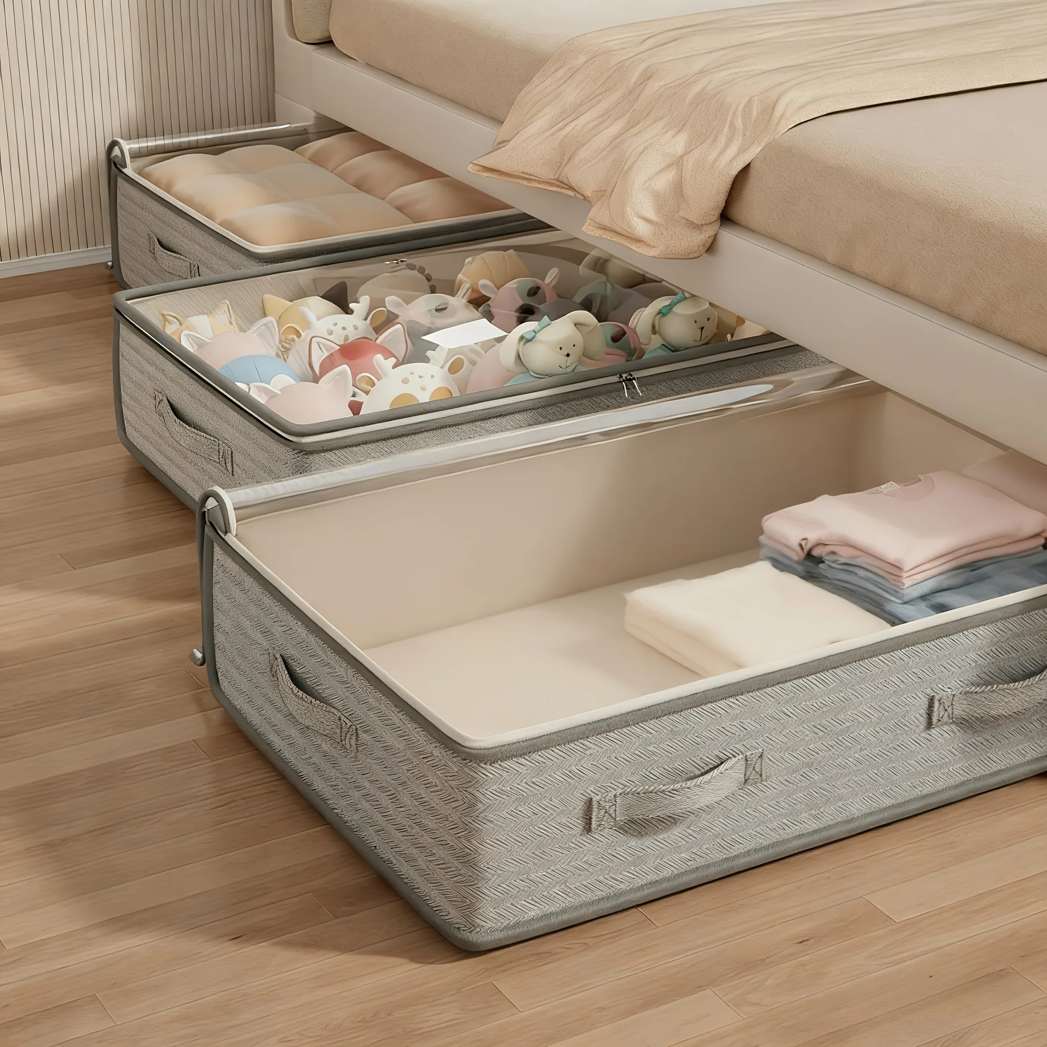 Large Upgraded Thickened Nylon Multi Clothes Storage Box With Clear Window Space Saving Vertical For Wardrobe Under Bed Travel