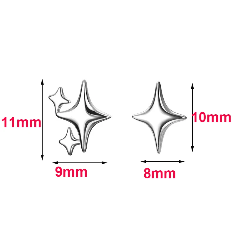 925 Sterling Silver Needle Mini Asymmetric Star Stud Earrings For Women Classic Fashion Jewelry Piercing Hole Accessories